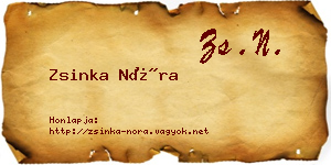 Zsinka Nóra névjegykártya